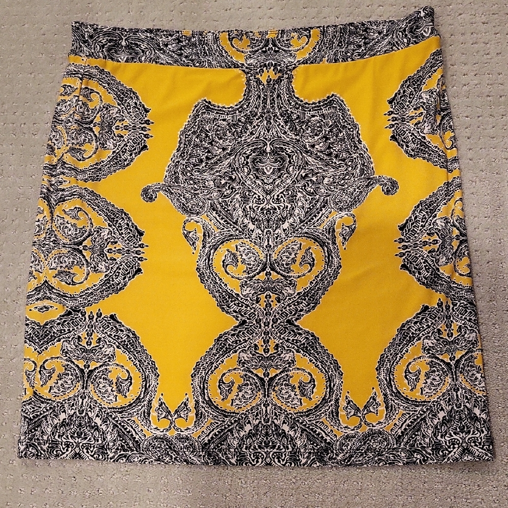 INC International Concepts Yellow and Black Pencil Skirt